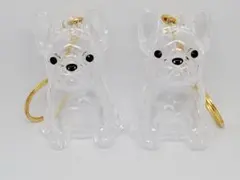犬　毛　キーホルダー　大型フレンチブルドッグ　2個セット　ペット　愛犬　毛玉