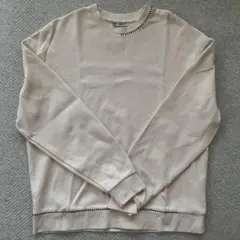 ZARA スウェット トレーナー ステッチデザイン アイボリー M