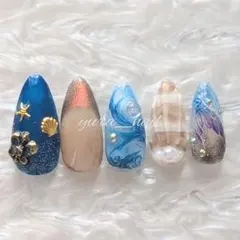 NO.6【サイズオーダー無料】人魚 貝殻 フレンチマグ ネイルチップ