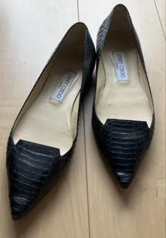 【値下げ】JIMMY CHOO ポインテッドトゥフラット イール革 24.5cm
