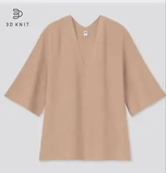 UNIQLO 【美品】ユニクロ 3Dコットンフレアスリーブセーター（5分袖）S