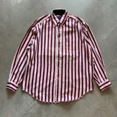 【M/L】90s トミーヒルフィガー 長袖シャツ ストライプ■アメリカ古着