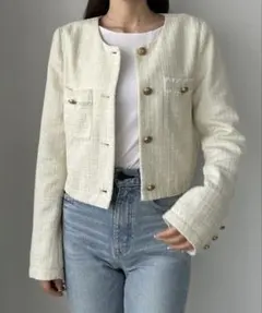 Louere ファンシーラメツイードショートジャケット