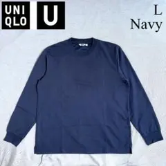 UNIQLO メンズ エアリズムコットンクルーネックTシャツ 長袖 ネイビー