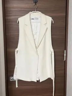 アイボリー テーラード ノースリーブ ベスト ジレ ZARA