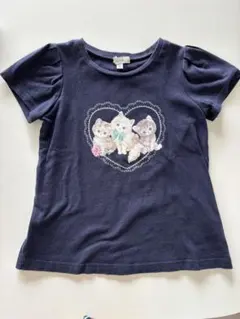 【sale】any FAM 子猫プリント Tシャツ ネイビー 120cmのサムネイル