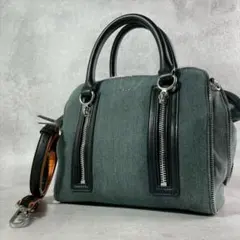 美品✨ディーゼル ショルダー ハンドバッグ 2way デニム ダブルジップ 青