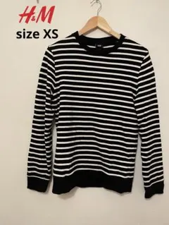 H&M ボーダーニット　薄手ニット　xsサイズ　春ニット