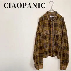 CIAOPANIC　チェック柄　オーバーサイズ　長袖シャツ　ブラウン系　サイズF