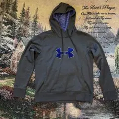 00s UNDER ARMOUR パーカー グレー×ブルー　S