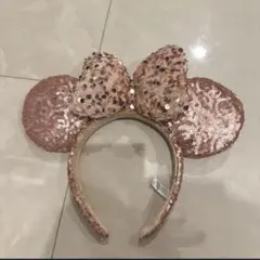 ディズニー ミニー スパンコール カチューシャ ピンク ゴールド