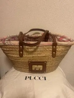 EMILIO PUCCI ストロー かごバッグ ベージュ/ピンクのサムネイル