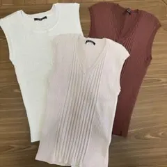 イング　ノースリーブ　リブニット　3点セット