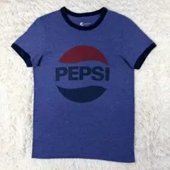 ペプシ オフィシャル リンガーTシャツ 公式 S ブルーグレー プリントロゴ 紺のサムネイル