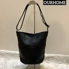 OURHOME こだわりレザーのバケツバッグ モカブラウン カーキ 美品 Emi 
