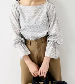 美品【イエナ】洗練★ボリュームスリーブ袖デザインブラウス★春 ストライプ