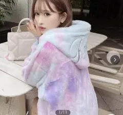 【美品】Radyタイダイファーフーディー ビックロゴ　オーバーサイズ　モコモコ