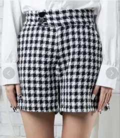 千鳥柄 チェック ショートパンツ ツイード