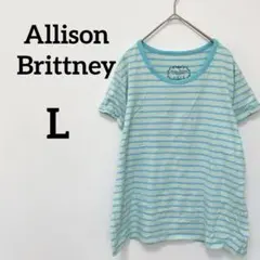 Allison Brittney 【L】Tシャツ ボーダー　水色　コットン混