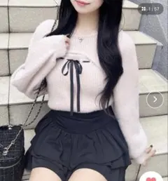 フェザーリブデコルテオープンリボンニット　ingni