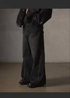 【GRANCY】ジップデザイン バギーデニム パンツ Mサイズ