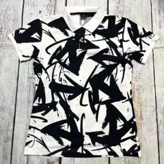 【美品】DESCENTE GOLF ポロシャツ ホワイト ブラック 総柄 Lのサムネイル