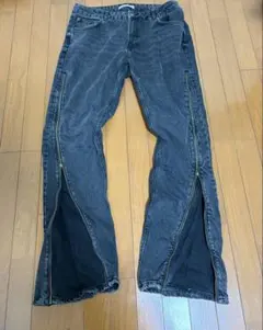 archive zara flare zip jeans