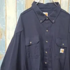 A1424☆カーハート☆ワークシャツ☆ワンポイントタグロゴ☆３ＸＬ
