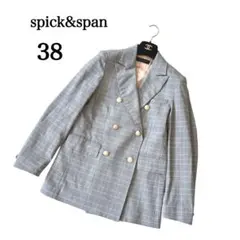 スピックアンドスパン グレンチェック　ダブルブレザー　金ボタン　ジャケット　38