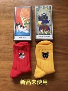 【新品未使用】 MR&MRS CHIEF ねこ刺繍ソックス2足セット