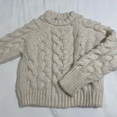 ZARA アイボリー かぎ編みニット S