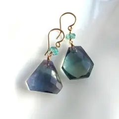 14kgf フローライトピアス