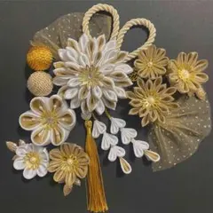 つまみ細工　髪飾り　キラキラ　白金　豪華セット