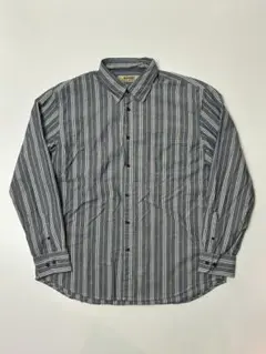 KANSAI JEANS ストライプデザイン 長袖シャツ ブルー/ホワイト　XL