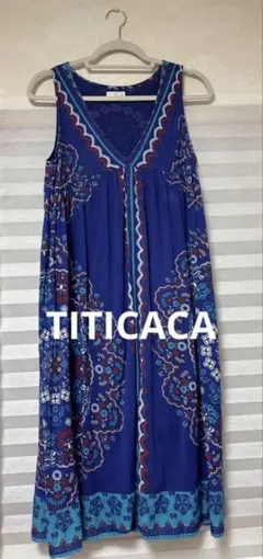 チチカカ エスニック ノースリーブ ワンピース 青 ブルー TITICACA