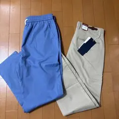 日の出スタジオ　メンズ パンツ2本セット ベージュ ブルー