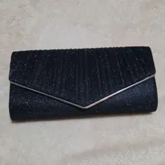 クラッチバッグ パーティーバッグ 結婚式 ラメ チェーン付き 黒