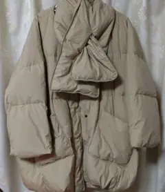 マフラー付きオーバーサイズダウンジャケット ベージュ 2WAY