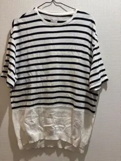 marka ボーダーニット 半袖 ホワイト ネイビー