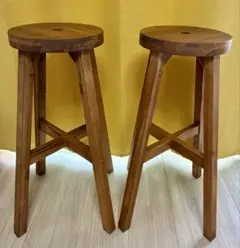ほぞ組】木製スツール 2脚セット 高さ52cm 丸椅子 stool - メルカリ