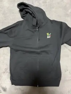 H U F 刺繍ロゴ ブラック ジップアップパーカー