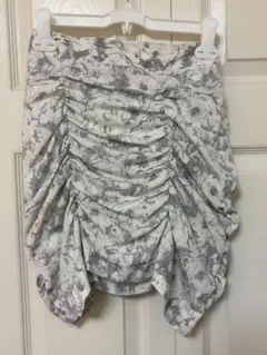 シャーリングスカート ギャザー マーブル柄 グレー