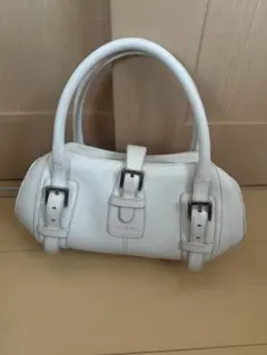 LOEWE ロエベ センターロゴ シボレザー ハンドバッグ ホワイト