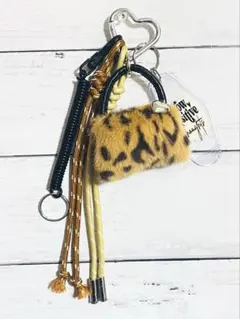 じゃらじゃらキーホルダー バッグチャーム ヒョウ柄ミニバッグ パラコード