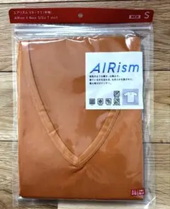 ユニクロ　エアリズム　VネックT （半袖）　メンズ S オレンジ