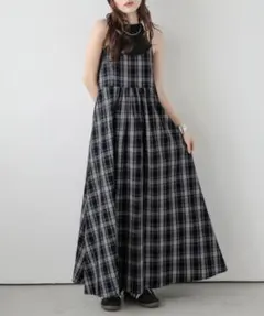 SUGAR BISKET チェック柄 キャミワンピース ブラック