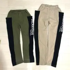 キッズ 長ズボン お揃い 2枚セット 140 160 グリーン ベージュ