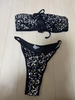スパンコール装飾 ブラックビキニ セパレート