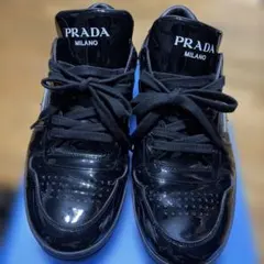 プラダ ダウンタウン エナメル スニーカー メンズ ブラック PRADA【中古…のサムネイル