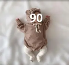 ブラウン クマ耳ロンパース・カバーオール　韓国風